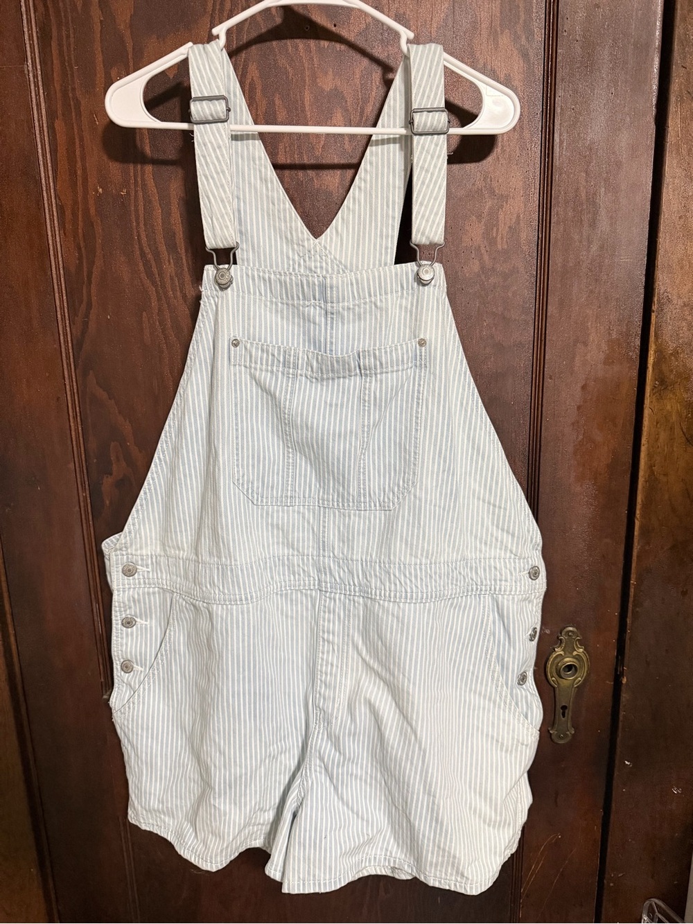 Striped Light Blue Overalls One-Piece plus size